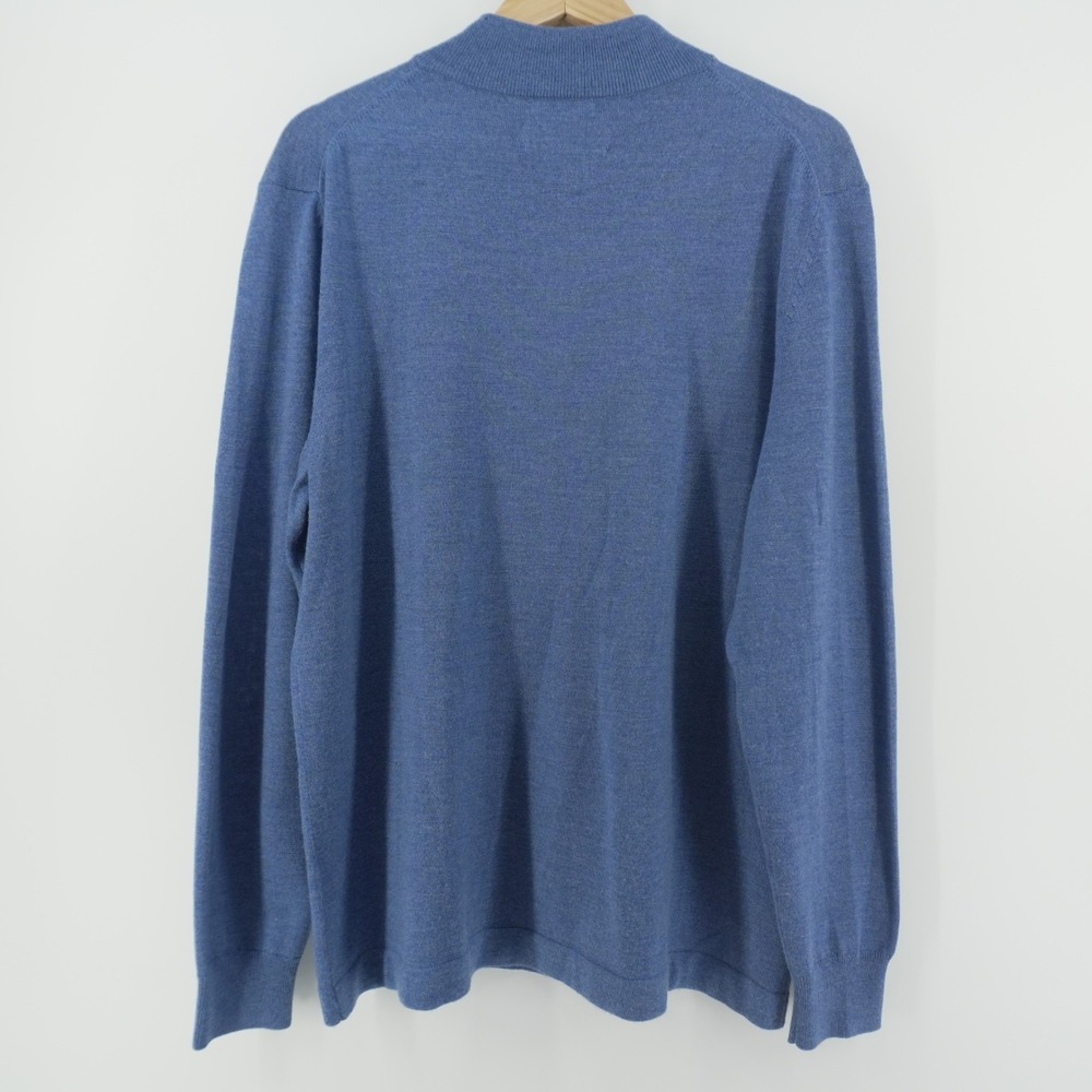 Joseph Abboud Quarter Zip Sweater Mens XL Blue Extra Fine Merino Wool Mock Neck - Picture 5 of 7